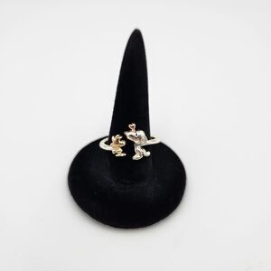 Snoopy & Woodstock Silver and Gold Tone Open Ring